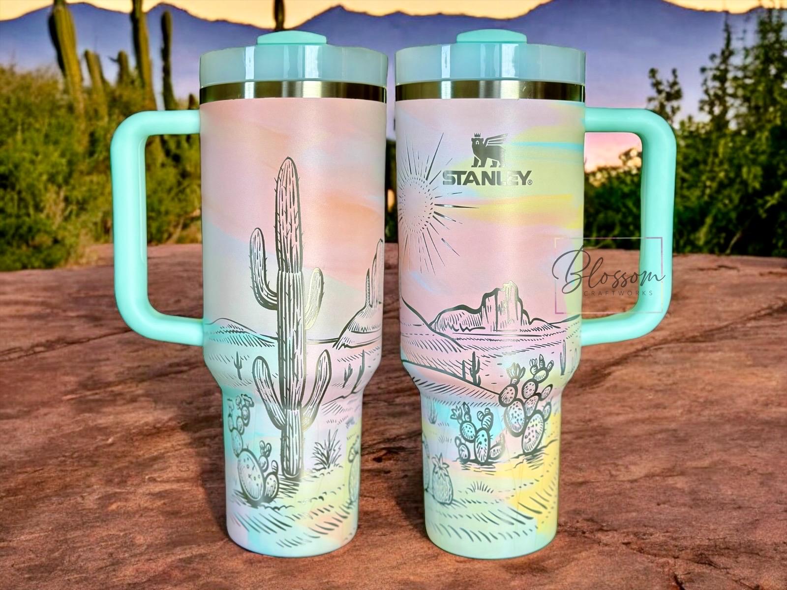 30oz 40oz Laser Engraved Desert Cactus Sunset Western Tumbler
