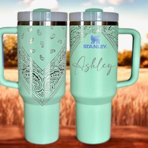 Customized Laser Engraved Western Bandana Pattern Tumbler, Personalize, Half Wrap
