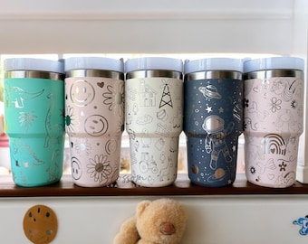 Custom Kids Tumbler, Personalized 20oz 30oz Laser Engraved Water Bottle