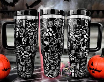 Laser Engraved Halloween Cowboy Ghost Tumbler - 40oz Western Boo Haw