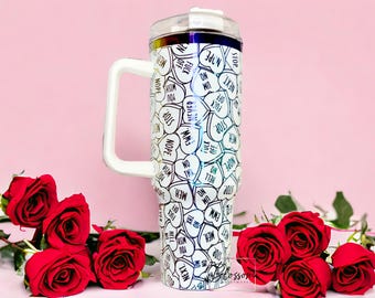 40oz Laser Engraved Anti-Valentines Day Tumbler With Handle, Lid, & Straw
