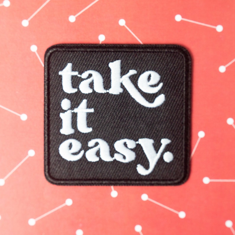 Take it Easy Embroidered Patch, iron on patch, retro patch, patches for jackets, hippie patch, sew on patch, relax, backpack patch, cool image 4