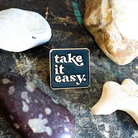 Take it Easy Enamel Pin: Retro Hippie Jacket Lapel Pin
