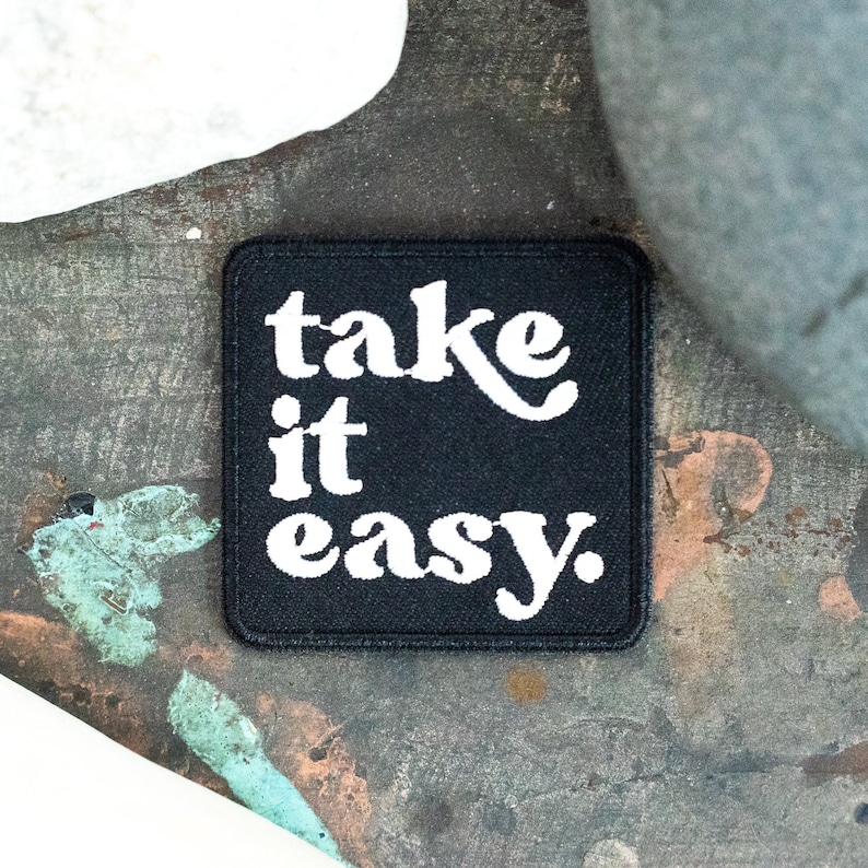 Take it Easy Embroidered Patch, iron on patch, retro patch, patches for jackets, hippie patch, sew on patch, relax, backpack patch, cool image 2