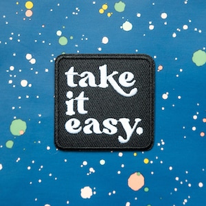 Take it Easy Embroidered Patch, iron on patch, retro patch, patches for jackets, hippie patch, sew on patch, relax, backpack patch, cool image 7