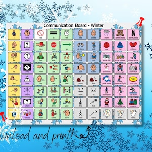 Visuals voor autisme | Visueel hulpmiddel | PDF-afdrukbaar | Communicatiehulp | Communicatiebord | Kaarten met afbeeldingen | Communicatiebord voor de winter