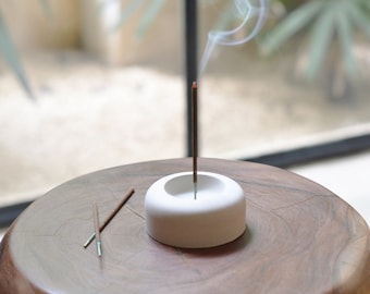 Cone & Stick Incense Holder Concrete / Incense Burner - low profile - Japanese / Modern / Minimal - Gift Home Accent