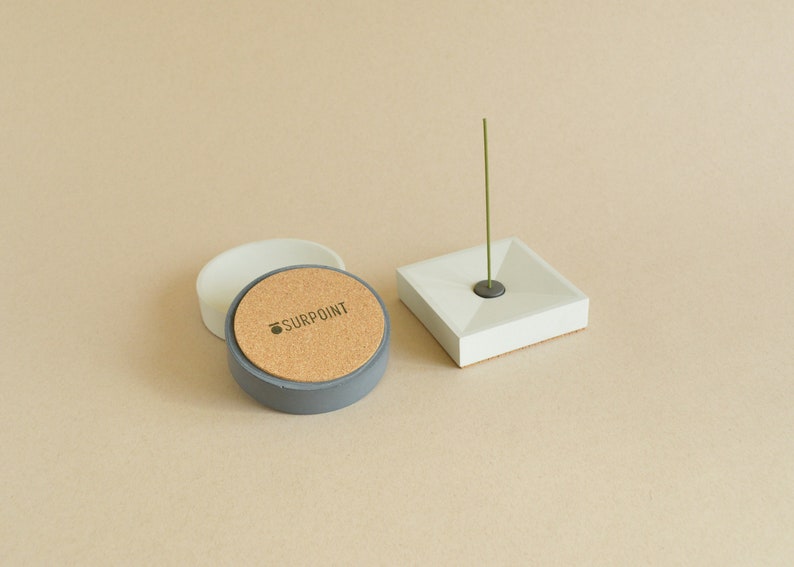 Mix metal upright Concrete Incense Holder Upright Burner Geometric Design Home Accent Modern Minimal