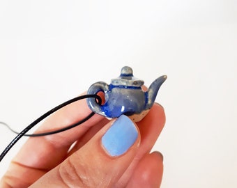Blue Miniature Teapot Necklace