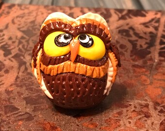 Brown Owl/Charm/Miniature/Bird/Polymer Clay/OOAK