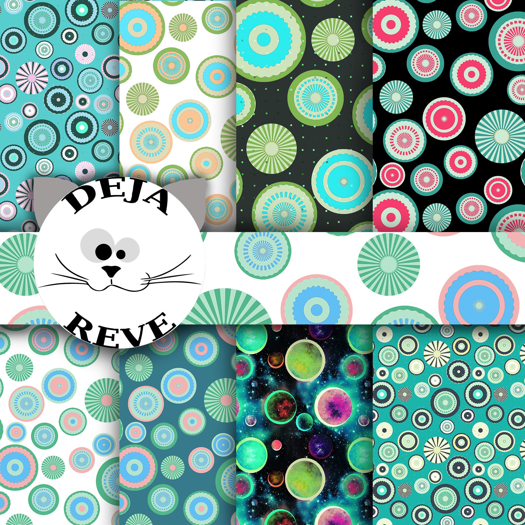 Circles Pattern Pack Scrapbook digital paper printable paper Etsy