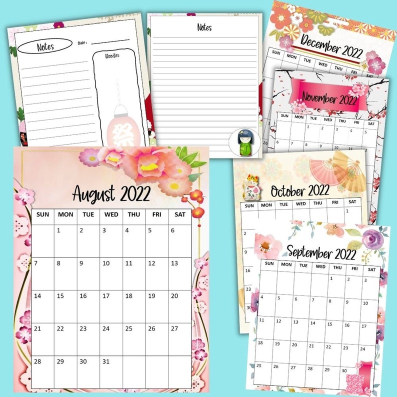 Wall Calendar Printable 2022 Printable Calendar 2022 DATED Etsy