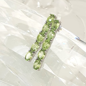 Pendientes Peridoto Chapado en Oro Blanco Plata de Ley 925