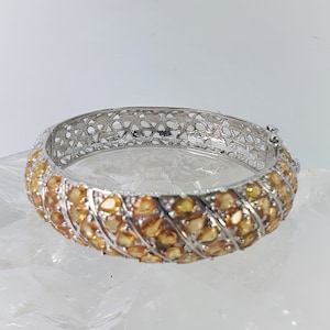Orange Sapphire Bangle 925 Sterling Silver
