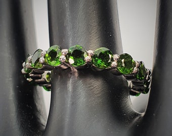 Chrome Diopside Eternity Ring 14K Yellow Gold Plate 925 Sterling Silver
