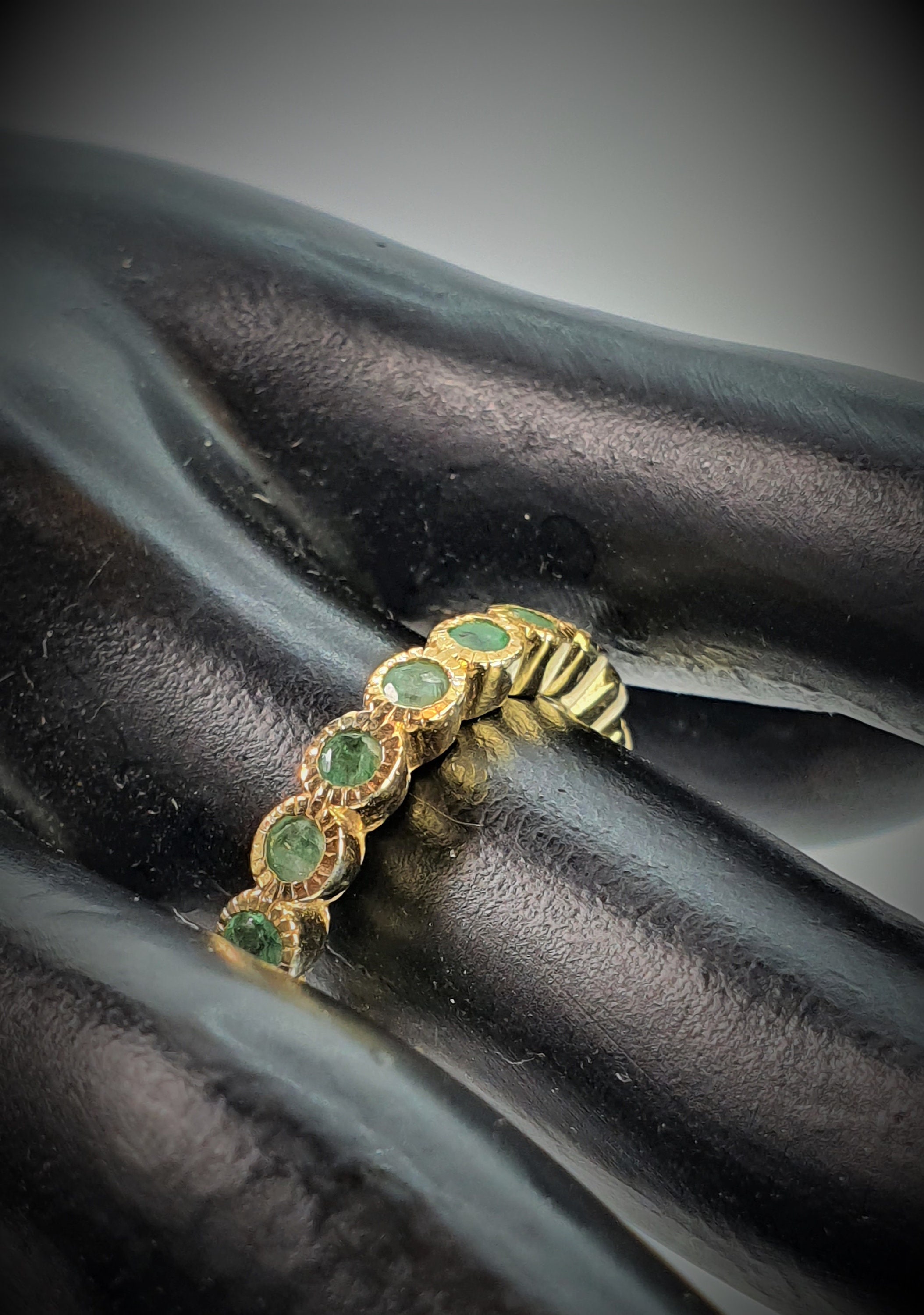 Emerald Eternity Ring 14K Yellow Gold Plate 925 Sterling | Etsy