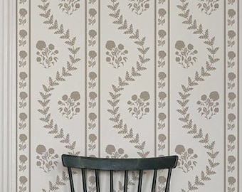 Neutral Floral Stripe Wallpaper, Guest Bedroom Wall Paper, English Heritage Home