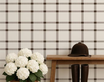 Vintage Plaid Peel and Stick Wallpaper, Farmhouse Style