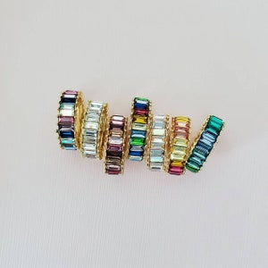 Rainbow Ring, Rainbow Band, Color: RAINBOW, Baguette Ring, Eternity Band, Statement Ring 925 Sterling Silver Ring image 7