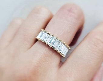 Rainbow Ring, PURE,  Rainbow Band, Eternity Band, Baguette Ring, Statement Ring 925 Sterling Silver Ring