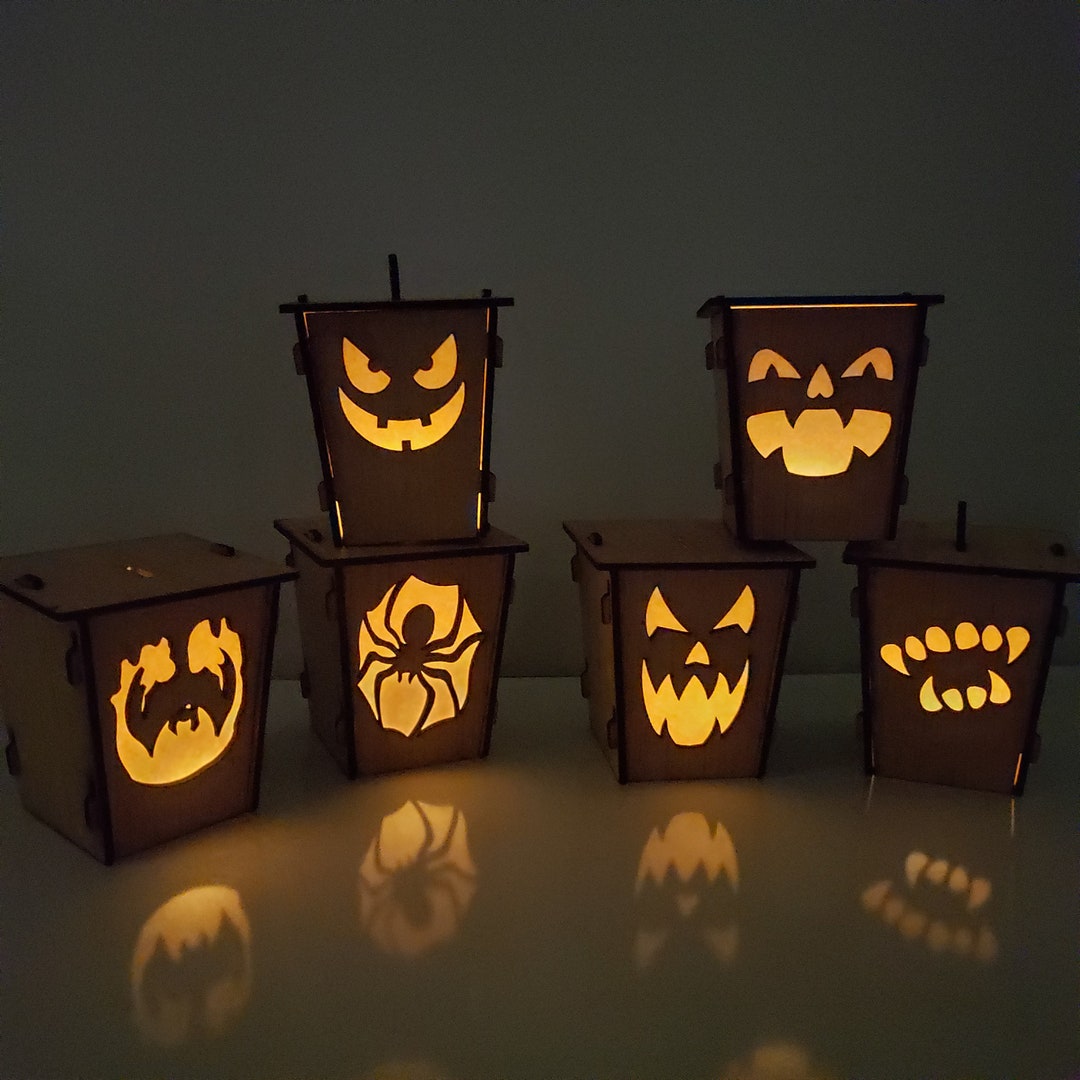 Halloween Decoration Light, Jackolantern Wood Decorations Light Tea