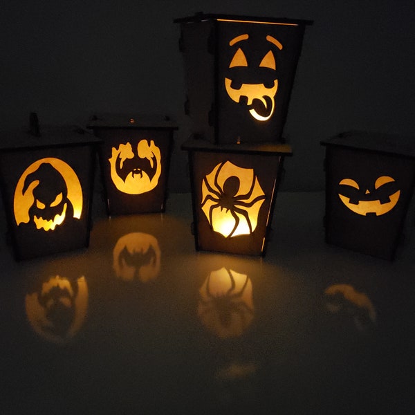 Jack-O-Lantern, Halloween Wood Decorations light, tea Candle light box, Halloween light box