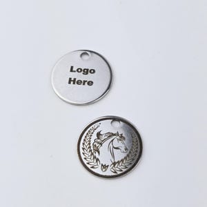 Small Engraved 15mm Round Stainless Steel keychain Tag - Personalized with Your Text or Design