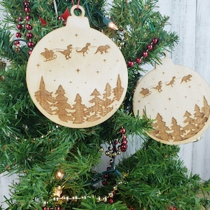 Flying Santa with Dinosaur reindeer ornament, funny ornaments