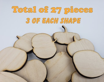 27 Pack Assorted small Halloween pumpkin wood cut out, Halloween craft blanks