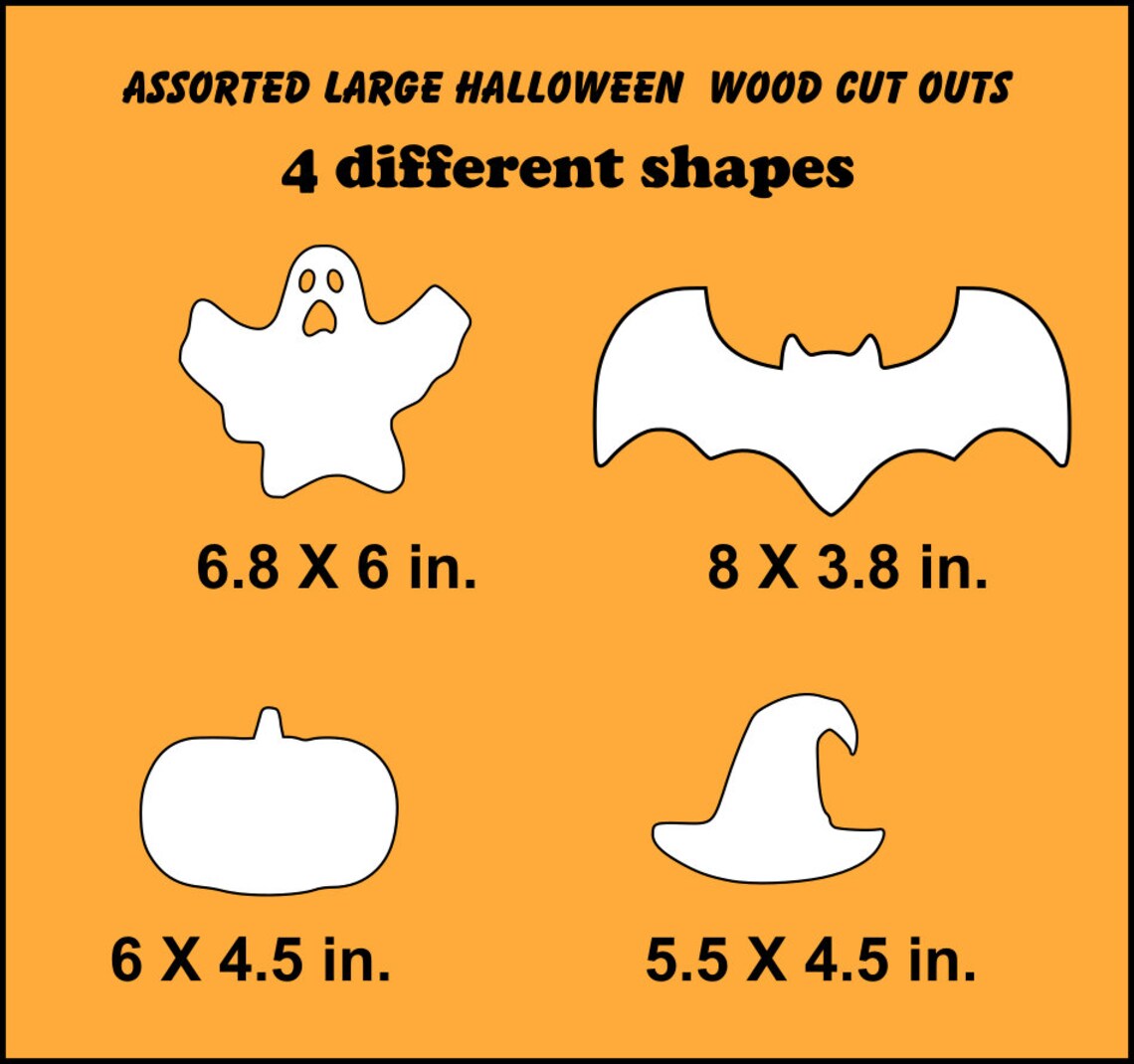 Large Halloween Wood Shape Wood Cutouts, Halloween Craft Blanks. Etsy