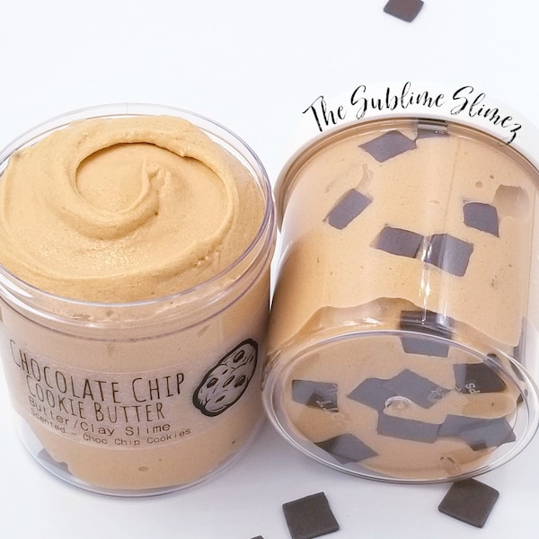 Chocolate Chip Cookie Butter Slime with CHARM, Scented, Very Soft and Stretchy