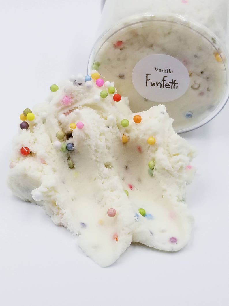 Slime Vanilla Funfetti, Thick Cloud Dough Slime, Lightly Vanilla Scented, Very Stretchy and Holdable afbeelding 2