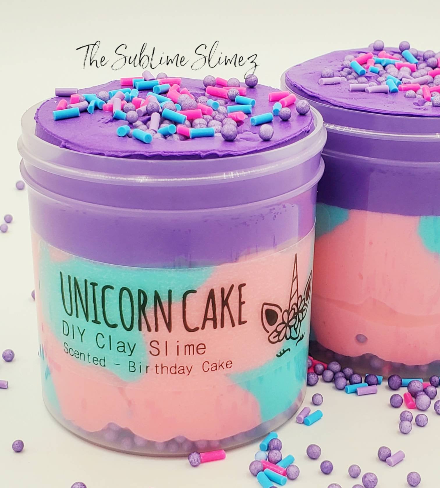Unicorn Cake Slime with Unicorn Charm, Cloud Cream & Clay Slime, Scen…