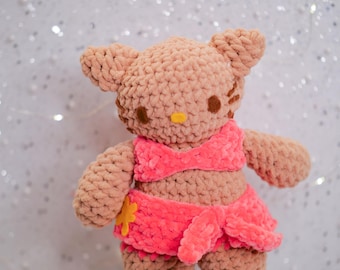 Gatito tropical amigurumi de peluche hecho a mano, animal de peluche suave y tierno, perfecto para regalar, hecho a mano en crochet