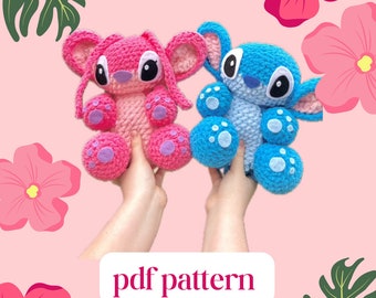 PDF PATTERN** angel and stitch amigurumi alien crochet pattern