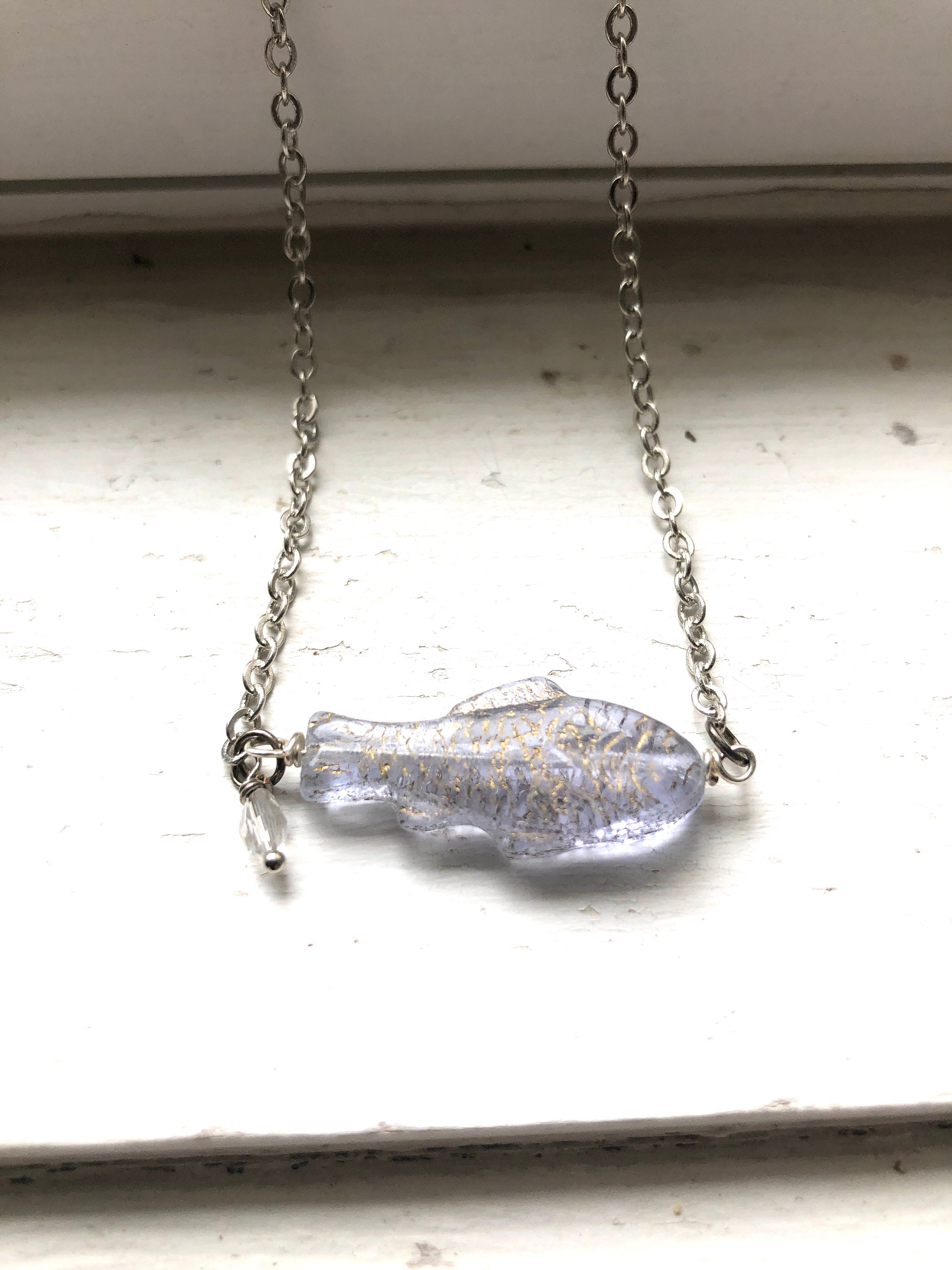 One Fish necklace Salmon necklace Trout necklace Silver Etsy