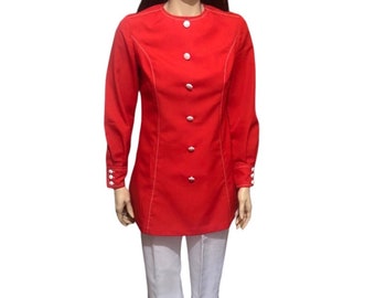 1960s red and white pants suit.  Mod suit, vintage pants suit