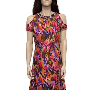 Robe longue Nettie Vogues des années 1960, robe longue multicolore, robe de soirée des années 1960, robe de cocktail des années 1960
