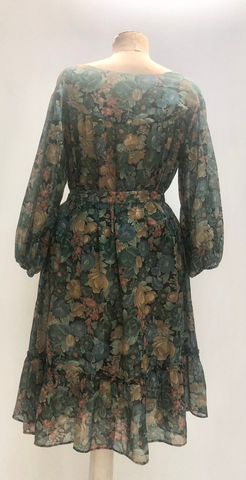 60s green floral skirt and blouse