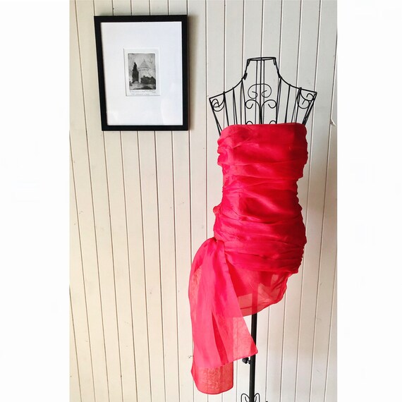 Carla Zampatti silk top, vintage 1980s, red evenin
