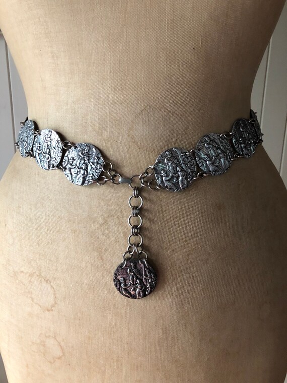 Metal belt. Vintage 1970s. Bohemian. Folk. Festi