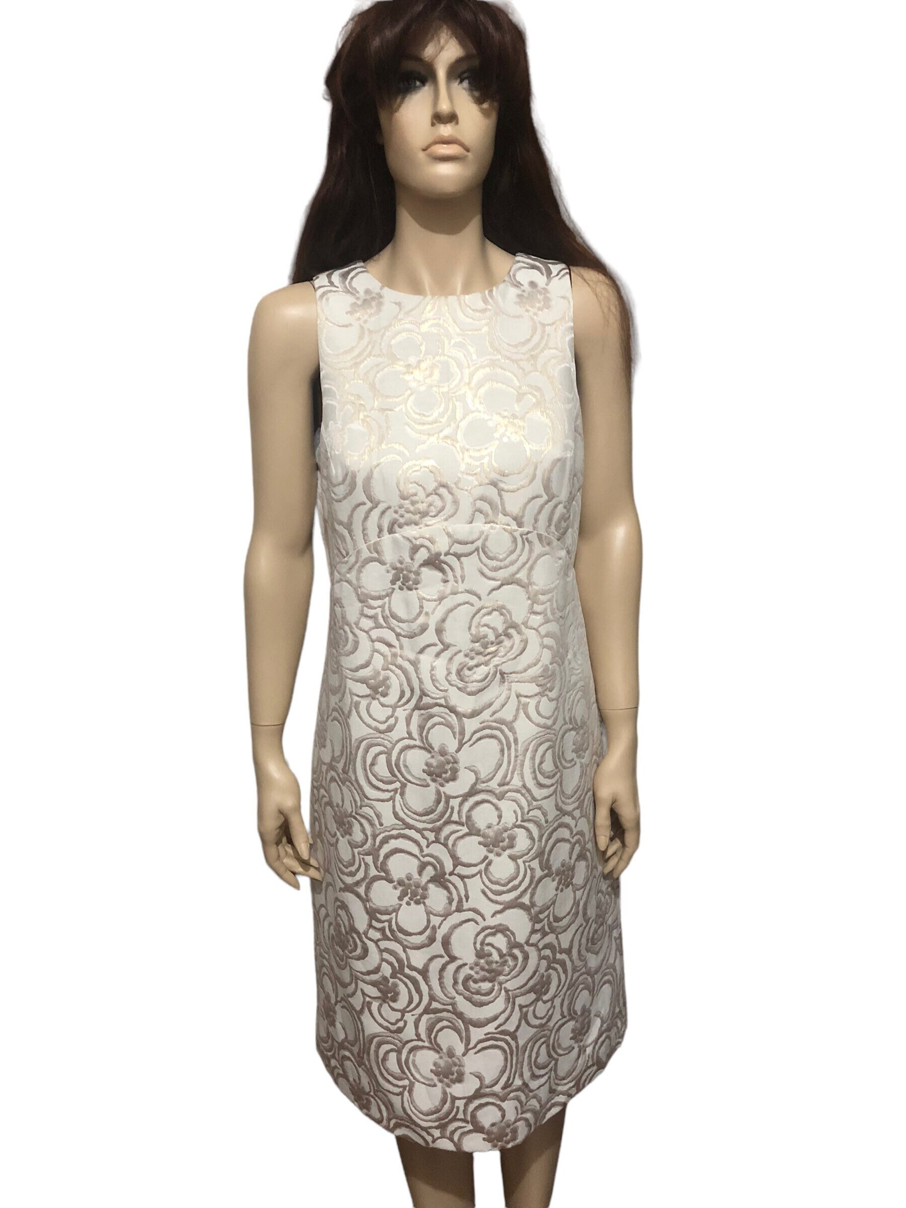 Sleeveless White Floral Dress, White and Gold Evening Dress, White Floral  Events Dress, White Brocade Dress - Etsy