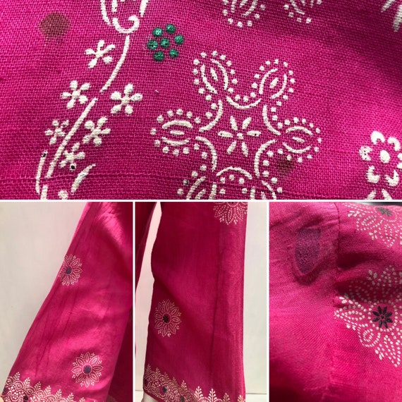 pink cotton Kaftan, hand painted kaftan, vintage … - image 10