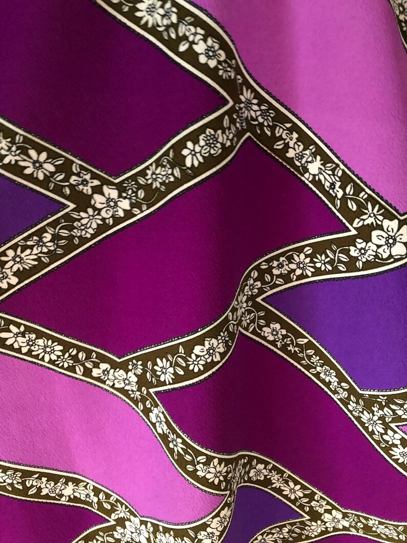 Pink purple and white Crimplene 1960s 60s purple and white Maxi skirt Aline long skirt Boho hippy festival folk