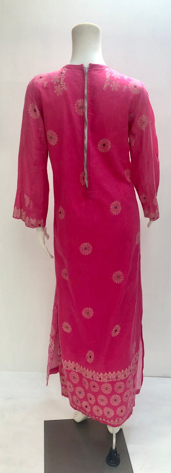 pink cotton Kaftan, hand painted kaftan, vintage … - image 4