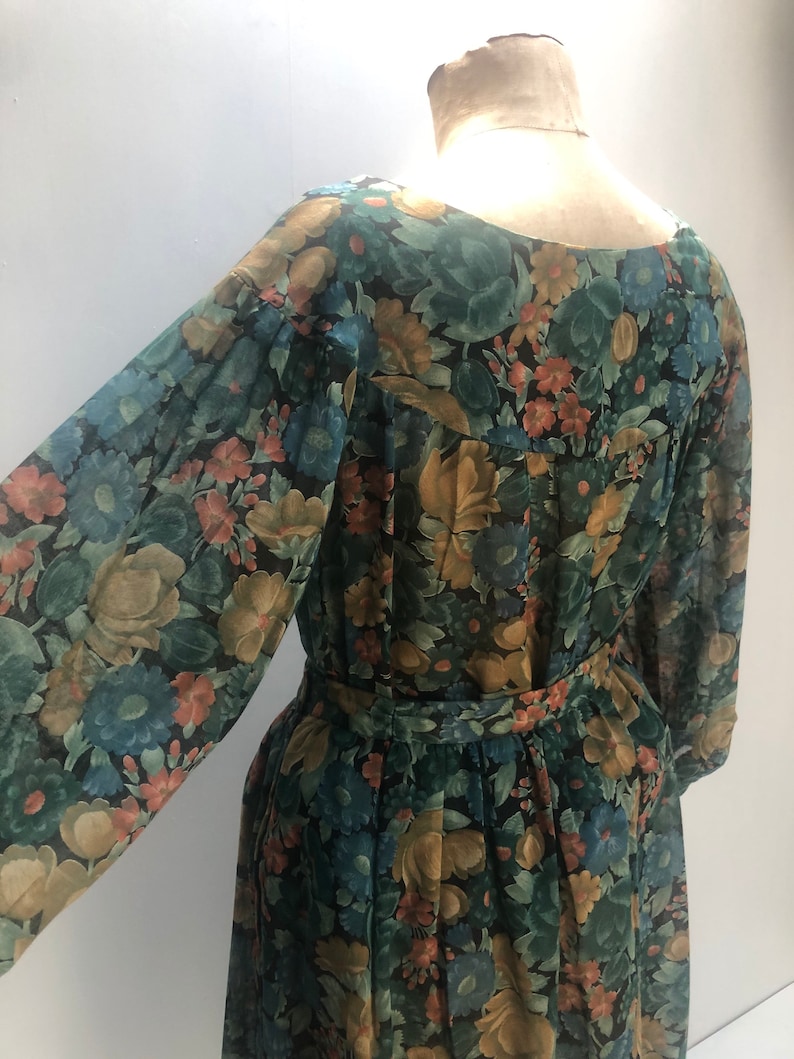 60s green floral skirt and blouse