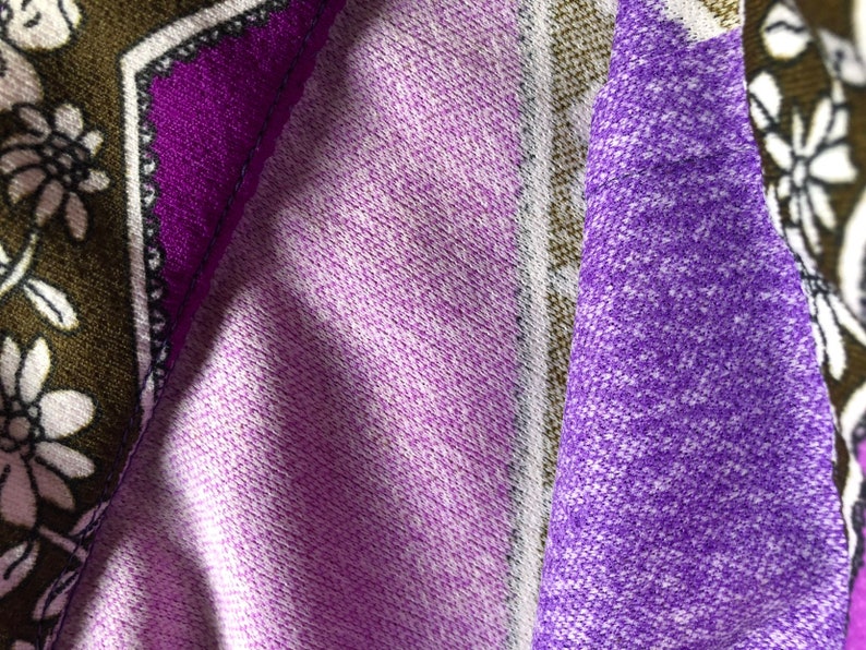 Pink purple and white Crimplene 1960s 60s purple and white Maxi skirt Aline long skirt Boho hippy festival folk