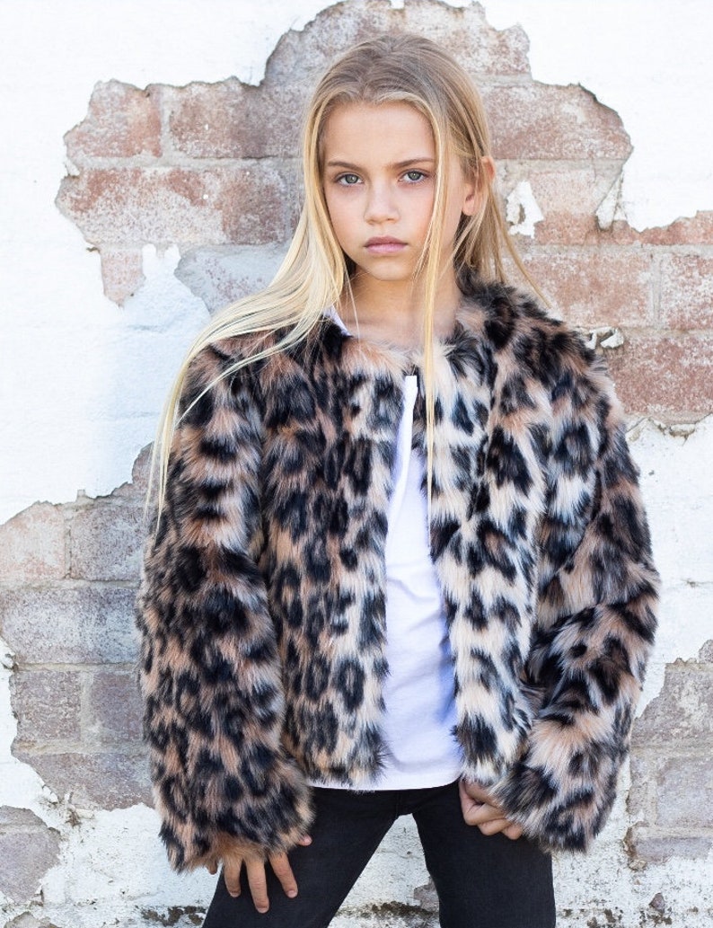 Kids Leopard Print Faux Fur Jacket - Etsy