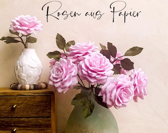 Rosen aus Papier handgemacht| zeitlose Krepppapier Blumen | stilvolle Papierblumen Deko | ausgefallene Blumen Geschenke |
