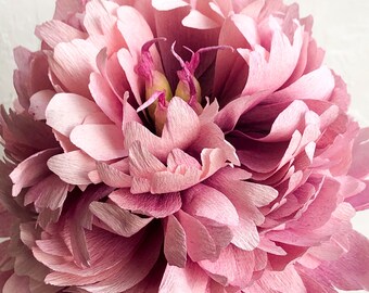 Paper peony flower | Handmade crepe paper flowers | Stylish paper flower decorations | Unique flower gifts | Artistic floral decorations